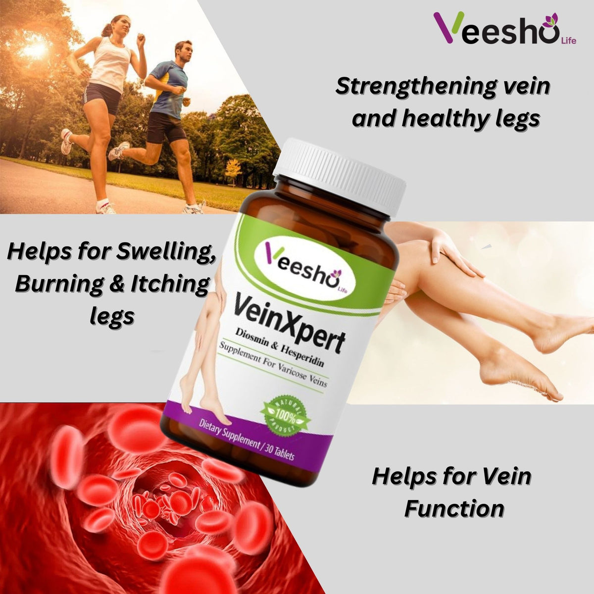 Ayurvedic VeinXpert Tablets – Varicose Veins | Support for Vein Health, Blood Circulation & Leg Comfort