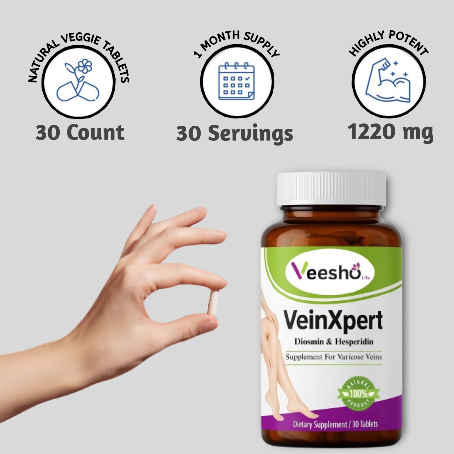 VeinXpert टैबलेट – नसों के स्वास्थ्य, रक्त संचार और पैरों को आराम देने के लिए आयुर्वेदिक सहायता